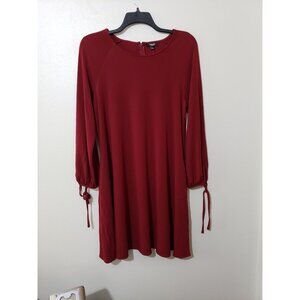 Premise Dresses, cranberry, tie sleeve, boat neck, tunic dress, size L